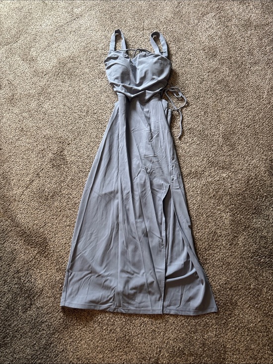 HALARA Dresses & Skirts - HALARA Light Slate Gray Maxi Dress with Side Slit and cutouts
